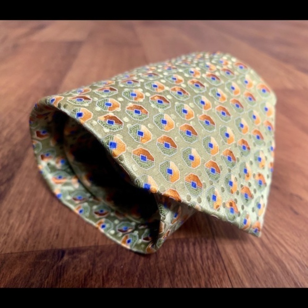 Ermenegildo Zegna Green & Tan Silk Tie